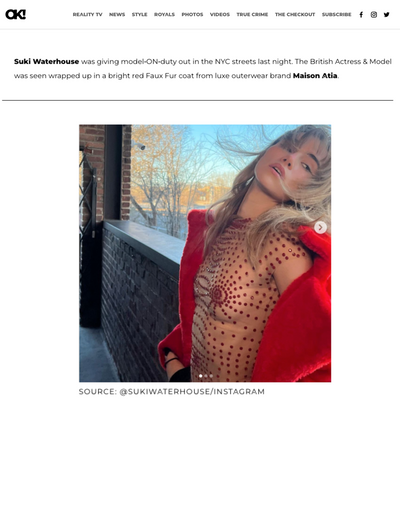 OK! Magazine - Suki Waterhouse wearing red Genevieve