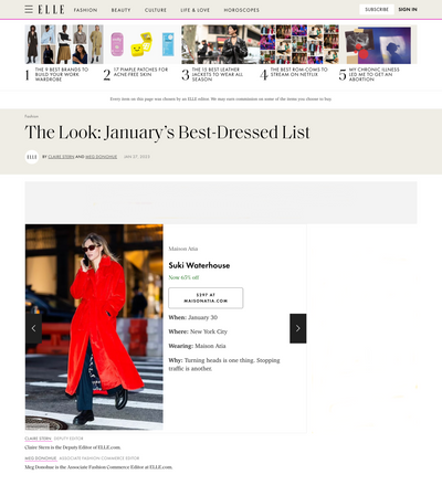 Elle - The look: January's Best Dressed List