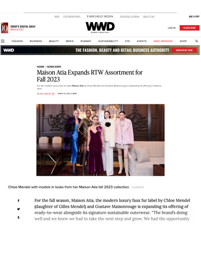 WWD - Maison Atia Expands RTW Assortment For Fall 2023