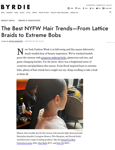 BRYDIE - The Best NYFW Hair Trends - From Lattice Braids To Extreme Bobs