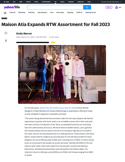 Yahoo! Life - Maison Atia Expands RTW Assortment For Fall 2023