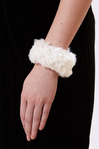 Maison Atia Faux fur slap bracelet white faux lamb