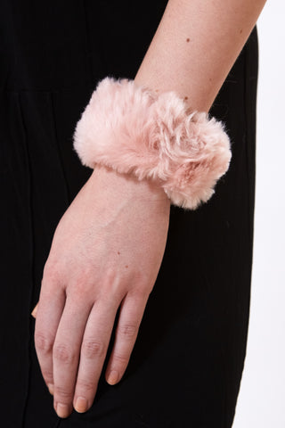 Maison Atia Faux fur slap bracelet pink