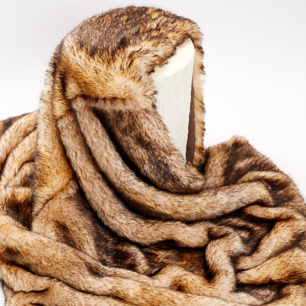 Full Pelt Coyote Fur Blanket for Luxurious Home Decor at
