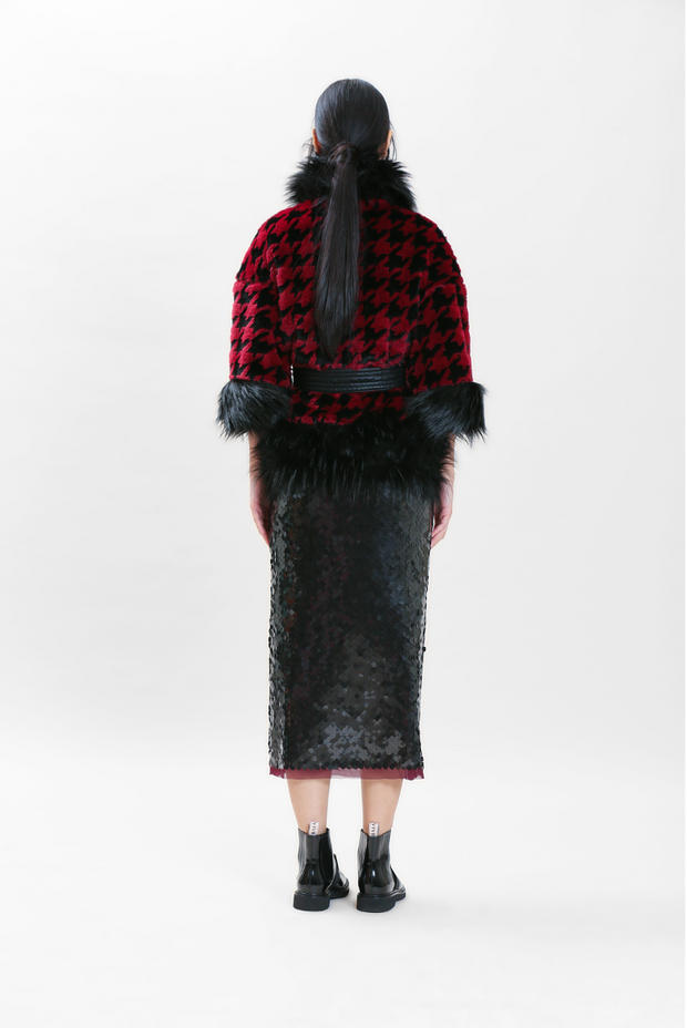 Anna Houndstooth Jacket Faux Fur