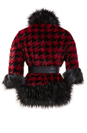 Anna Houndstooth Jacket Faux Fur