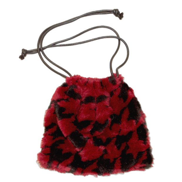 Houndstooth Pouch bag faux fur