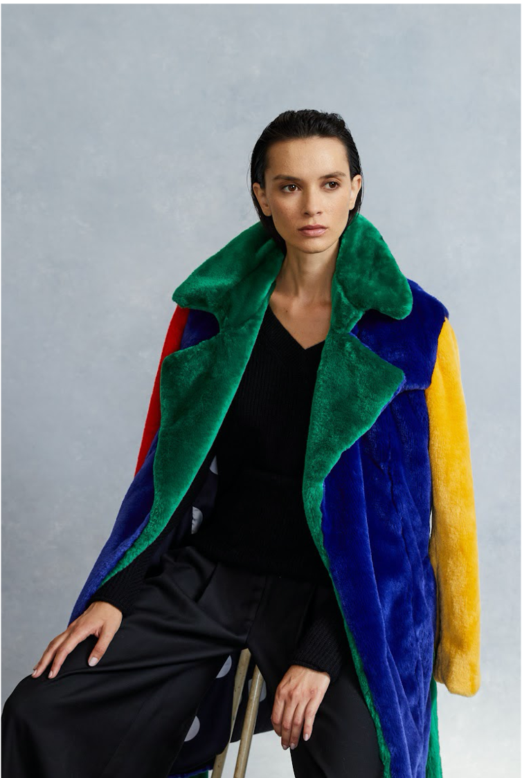 Juliette Rainbow Coat Faux Fur